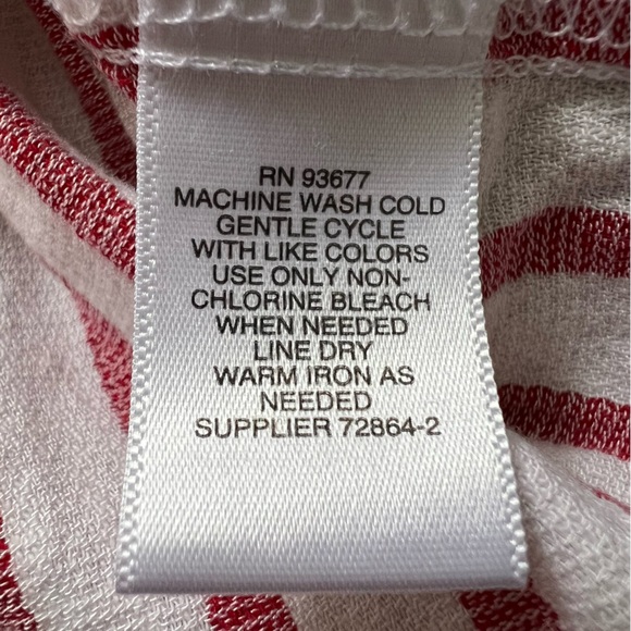Red White striped Liz Claiborne long sleeve cotton button up top M - Picture 7 of 7